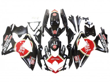 Mejores Carenados Moto Suzuki GSXR 600 / GSXR 750 2008-2010 - Negro Brillante Rojo Blanco Motul Lucky Strike