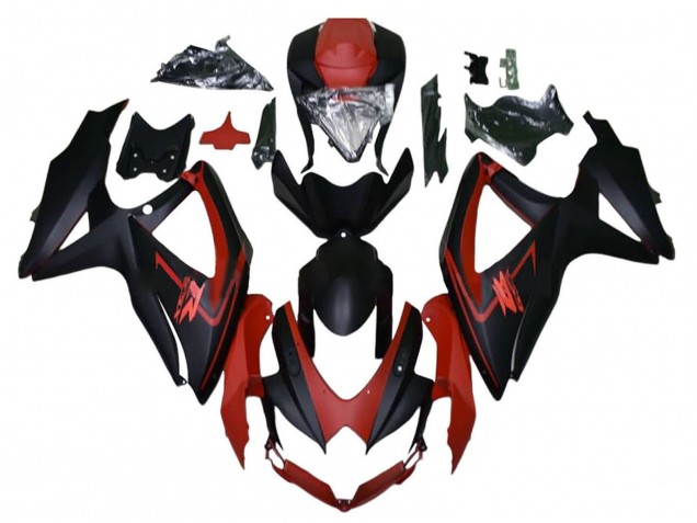 Mejores Carenados Moto Suzuki GSXR 600 / GSXR 750 2008-2010 - Rojo Granate Negro Mate