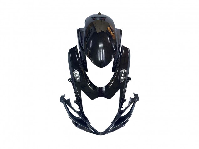 Mejores Carenados Moto Suzuki GSXR 600 / GSXR 750 2011-2024 - Negro Brillante Falsificado FibraCarbono Plata Rojo