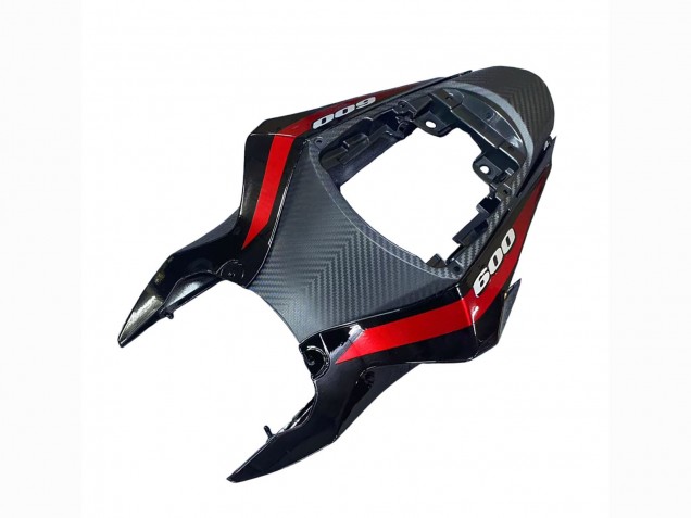 Mejores Carenados Moto Suzuki GSXR 600 / GSXR 750 2011-2024 - Negro Brillante Falsificado FibraCarbono Plata Rojo
