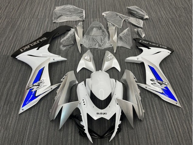 Mejores Carenados Moto Suzuki GSXR 600 / GSXR 750 2011-2024 - Blanco Plata Azul Negro