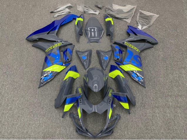 Mejores Carenados Moto Suzuki GSXR 600 / GSXR 750 2011-2024 - Nardo Gris Oscuro Azul Fluorescent Amarillo