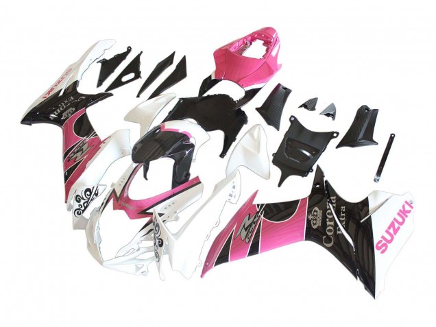 Mejores Carenados Moto Suzuki GSXR 600 / GSXR 750 2011-2024 - Blanco Rosa Negro Corona