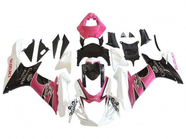 Mejores Carenados Moto Suzuki GSXR 600 / GSXR 750 2011-2024 - Blanco Rosa Negro Corona
