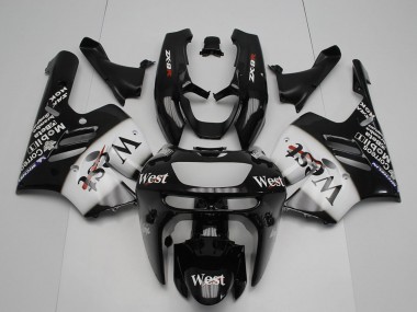 Mejores Carenados Moto Kawasaki ZX9R 1994-1997 - Negro Brillante Blanco West