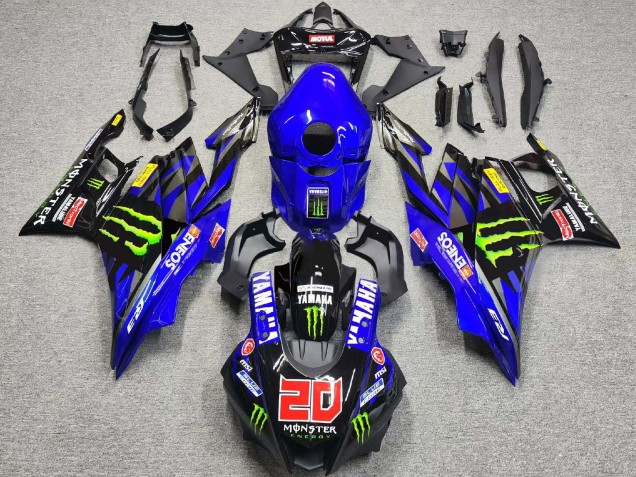 Mejores Carenados Moto Yamaha YZF R3/R25 2019-2021 - Azul Negro Brillante Verde ENEOS Monstruo 20