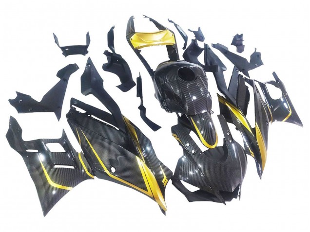 Mejores Carenados Moto Yamaha YZF R3/R25 2019-2021 - Oro Negro FibraCarbono