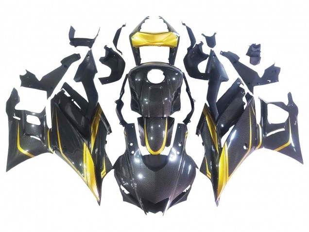 Mejores Carenados Moto Yamaha YZF R3/R25 2019-2021 - Oro Negro FibraCarbono