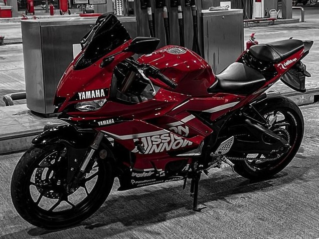 Mejores Carenados Moto Yamaha YZF R3/R25 2019-2021 - Rojo Oscuro Blanco Plata Negro Valsir