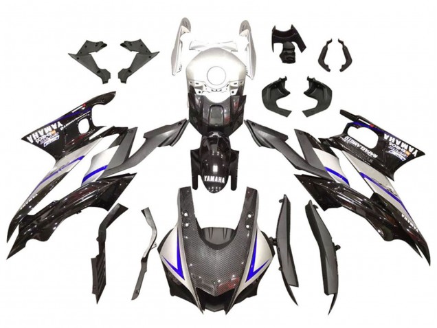 Mejores Carenados Moto Yamaha YZF R3/R25 2019-2021 - Plata Negro Brillante FibraCarbono Estilo