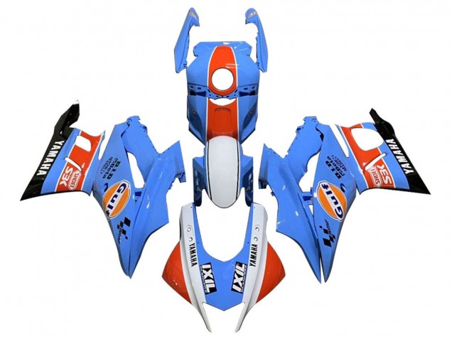 Mejores Carenados Moto Yamaha YZF R3/R25 2019-2021 - Azul Blanco Naranja Negro Gulf
