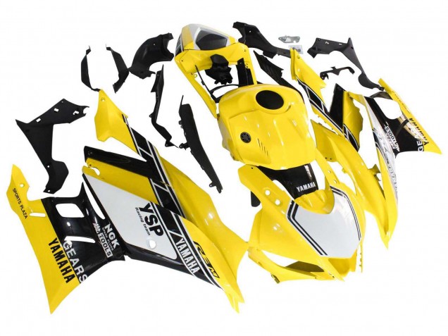 Mejores Carenados Moto Yamaha YZF R3/R25 2019-2021 - Amarillo Blanco Negro Raya