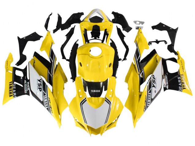 Mejores Carenados Moto Yamaha YZF R3/R25 2019-2021 - Amarillo Blanco Negro Raya