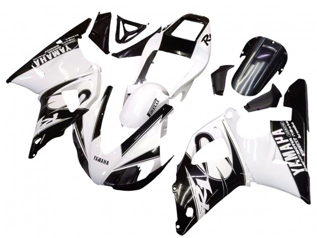 Mejores Carenados Moto Yamaha YZF 1000 R1 1998-1999 - Blanco Negro Brillante