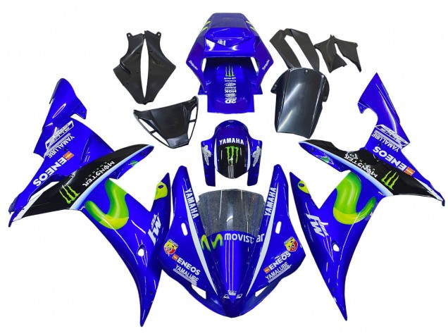 Mejores Carenados Moto Yamaha YZF 1000 R1 2002-2003 - Azul Negro Verde MoviStar ENEOS Monstruo