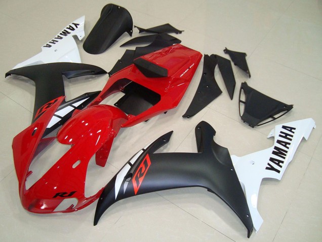 Mejores Carenados Moto Yamaha YZF R1 2002-2003 - Rojo Blanco Negro Mate