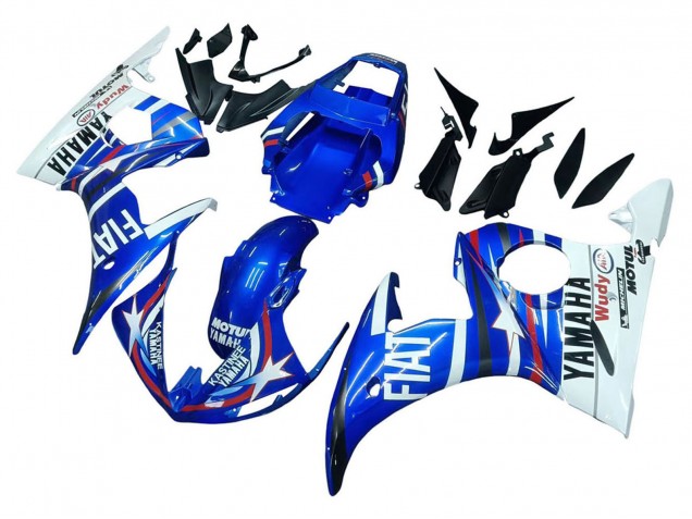 Mejores Carenados Moto Yamaha YZF R6 2003-2004 - Blanco Azul Fiat Motul Kastinee