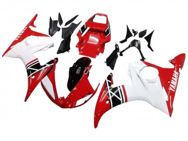Mejores Carenado Moto Yamaha YZF R6 2003-2004 - Blanco Rojo Negro Brillante