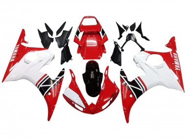 Mejores Carenado Moto Yamaha YZF R6 2003-2004 - Blanco Rojo Negro Brillante