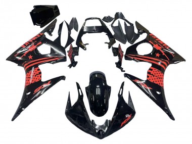 Mejores Carenado Moto Yamaha YZF R6 2003-2004 - Negro Brillante Rojo