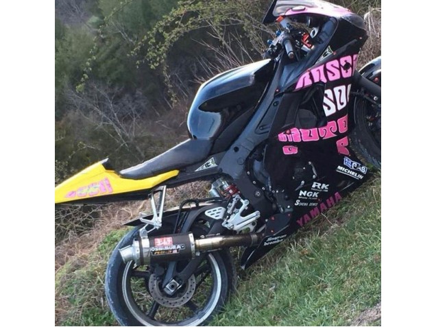Mejores Carenados Moto Yamaha YZF R6 2003-2004 - Amarillo Rosa Negro Brillante Rossi Repsol 46