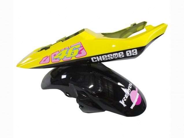 Mejores Carenados Moto Yamaha YZF R6 2003-2004 - Amarillo Rosa Negro Brillante Rossi Repsol 46
