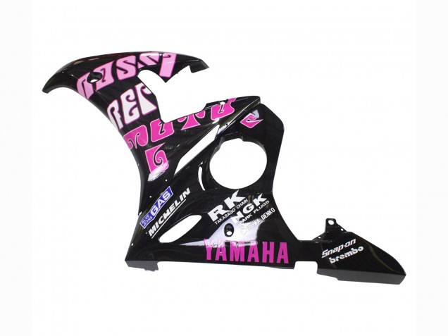 Mejores Carenados Moto Yamaha YZF R6 2003-2004 - Amarillo Rosa Negro Brillante Rossi Repsol 46