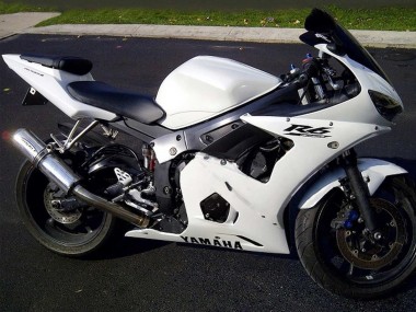 Mejores Carenados Moto Yamaha YZF R6 2003-2004 - Blanco Negro Calcomanías