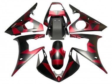 Mejores Carenados Moto Yamaha YZF 600 R6 2005 - Negro Mate Rojo Geométrico