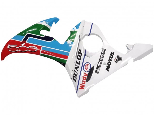 Mejores Carenados Moto Yamaha YZF 600 R6 2005 - Azul Claro Blanco Verde Rojo Kastinee Dunlop Motul