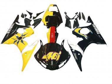 Mejores Carenados Moto Yamaha YZF 600 R6 2005 - Negro Amarillo Rojo 46