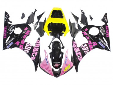 Mejores Carenados Moto Yamaha YZF 600 R6 2005 - Negro Rosa Amarillo Repsol 46