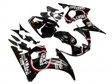 Mejores Carenados Moto Yamaha YZF 600 R6 2005 - Negro Brillante Blanco Lucky Strike Motul