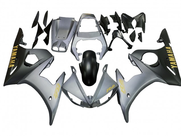 Mejores Carenados Moto Yamaha YZF 600 R6 2005 - Gris Negro Mate Oro
