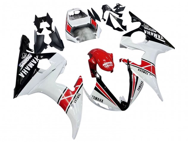 Mejores Carenados Moto Yamaha YZF 600 R6 2005 - Blanco Negro Rojo Motul