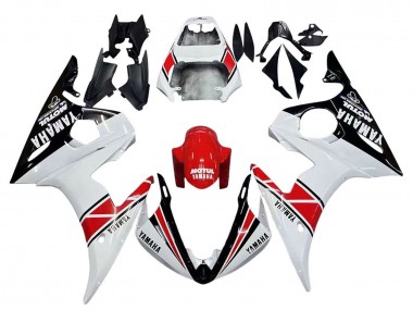 Mejores Carenados Moto Yamaha YZF 600 R6 2005 - Blanco Negro Rojo Motul