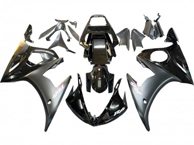 Mejores Carenados Moto Yamaha YZF 600 R6 2005 - Negro Brillante Negro Mate Oro