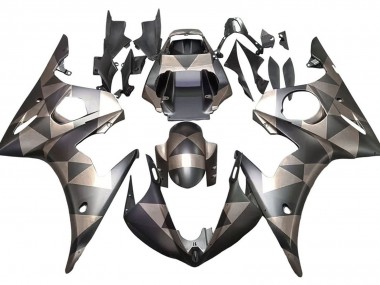 Mejores Carenados Moto Yamaha YZF 600 R6 2005 - Negro Mate Gris Geométrico