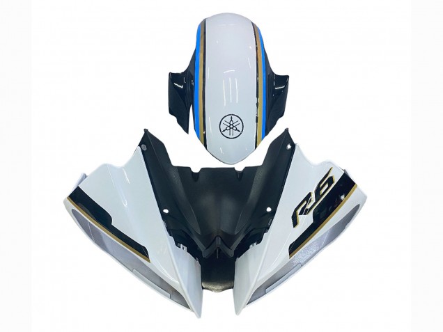 Mejores Carenado Moto Yamaha YZF 600 R6 2008-2016 - Blanco Azul Negro Brillante