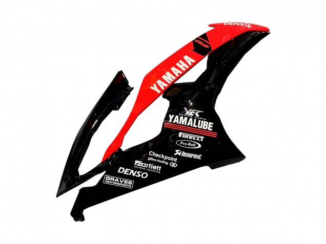 Mejores Carenados Moto Yamaha YZF 600 R6 2008-2016 - Rojo Negro Brillante DENSO Yamalube 21