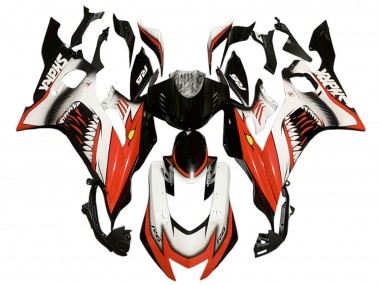 Mejores Carenados Moto Yamaha YZF 600 R6 2017-2023 - Blanco Rojo Negro Tiburón