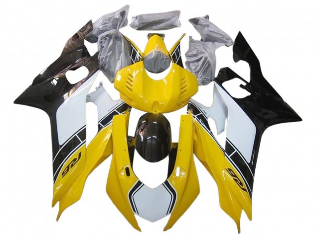 Mejores Carenados Moto Yamaha YZF 600 R6 2017-2025 - Blanco Amarillo Negro Brillante