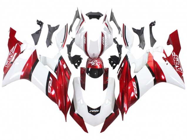 Mejores Carenados Moto Yamaha YZF 600 R6 2017-2025 - Blanco Rojo Negro