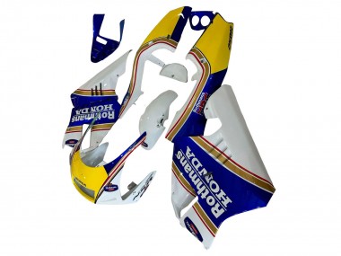 Mejores Carenados Moto Honda NSR250 1994-1996 - Blanco Azul Amarillo Oro Rothmans