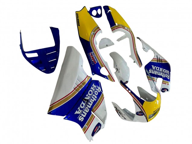 Mejores Carenados Moto Honda NSR250 1994-1996 - Blanco Azul Amarillo Oro Rothmans