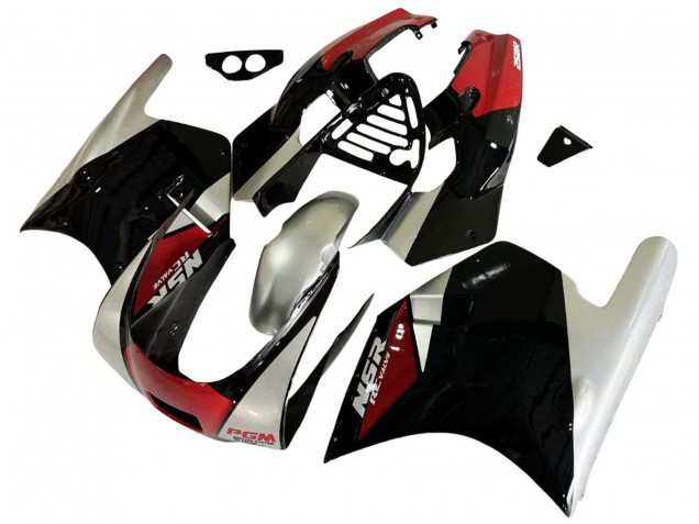 Mejores Carenados Moto Honda NSR250R 1988-1989 - Plata Rojo Negro Brillante