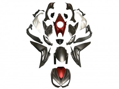 Mejores Carenados Moto Kawasaki Z1000 2014-2019 - Plata Rojo Negro Mate