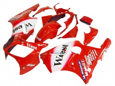 Mejores Carenados Moto Kawasaki ZX12R 2000-2001 - Rojo Blanco Negro West