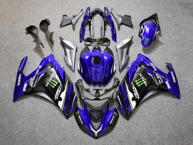 Mejores Carenados Moto Yamaha YZF R3/R25 2015-2018 - Azul Plata Negro Monstruo