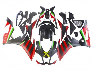 Mejores Carenados Moto Aprilia RSV4 1000 2009-2015 - Negro Mate Rojo Verde Raya